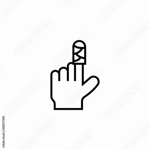 bandaged finger hand icon sign vector