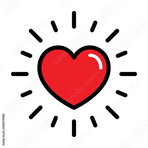 Heart shines icon. Sparkling love symbol. Containing integrity, trust, passion, valentine, honesty, culture, and commitment signs vector illustration.
