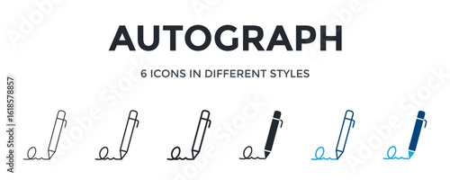 Autograph Icon In Different Style Vector Illustration. Designed In Thin Line, Regular Line, Bold Line, Glyph, Color Line, And Color Glyph Style Can Be Used For Web