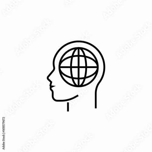 global mindset thinking icon sign vector