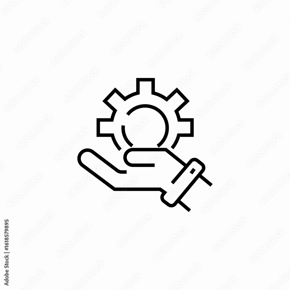 hand holding gear icon sign vector hand holding gear icon sign vector