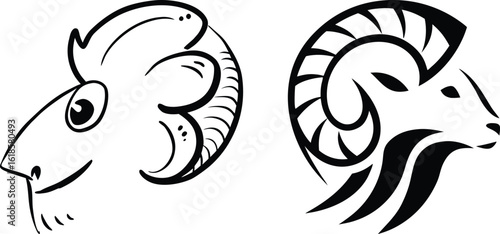 Detailed Sheep Head Illustrations - Realistic Animal Engravings