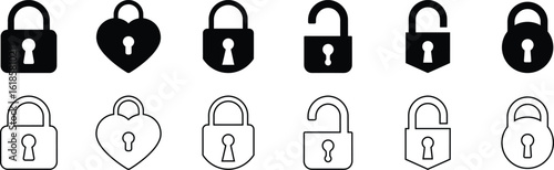 Locks icons set. Locked and unlocked vector icon set. Padlock symbol. Lock icons and symbols