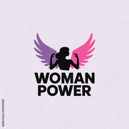 Woman power logo design template