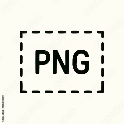 Export Slice. Dotted line border with 'PNG' label. Asset exporting symbol