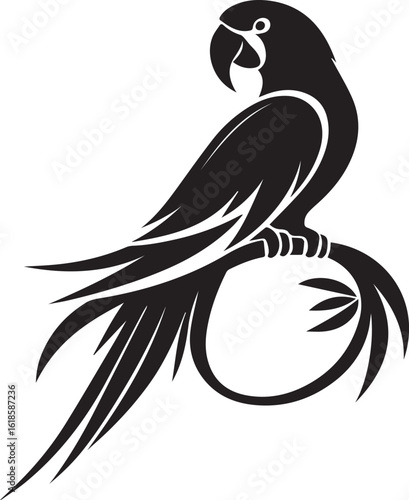 Bird Parrot Logo Vector Black Silhouette Illustration