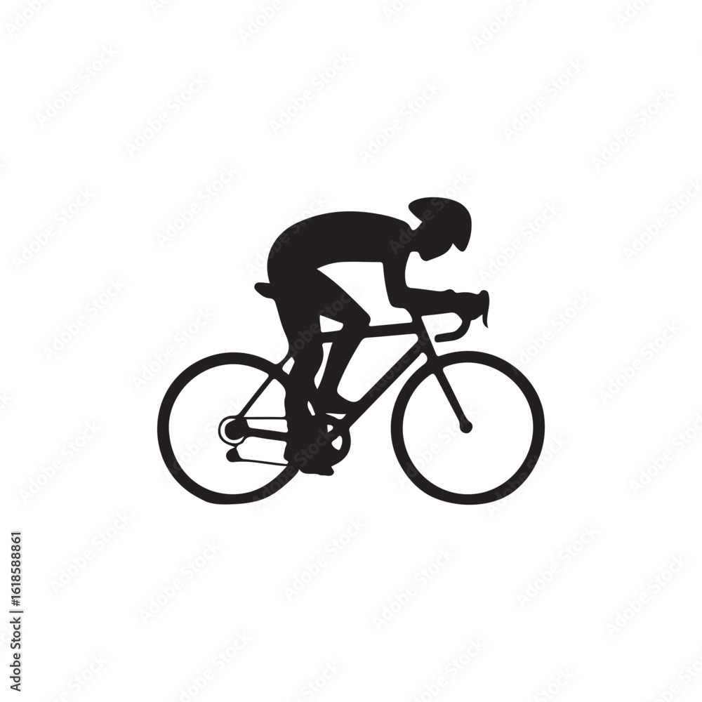 Obraz premium Silhouette of a cyclist in dynamic motion..A strong, dynamic silhouette of a cyclist in motion, conveying a sense of speed and determination.