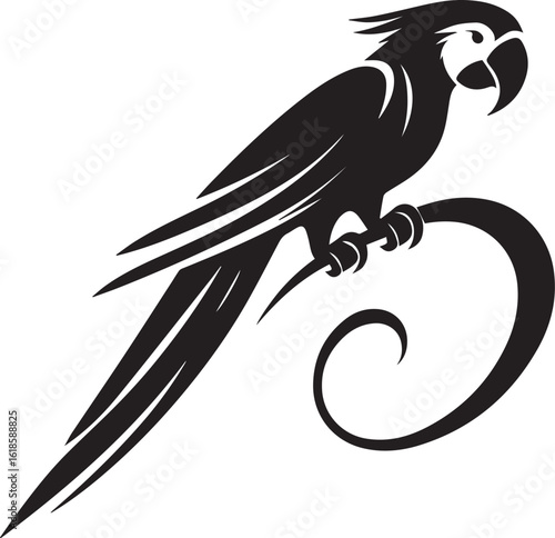Bird Parrot Logo Vector Black Silhouette Illustration