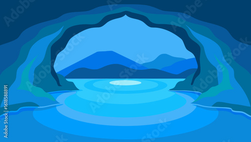 Witness the serene beauty of a hidden blue water grotto revealing a mysterious natural wonder