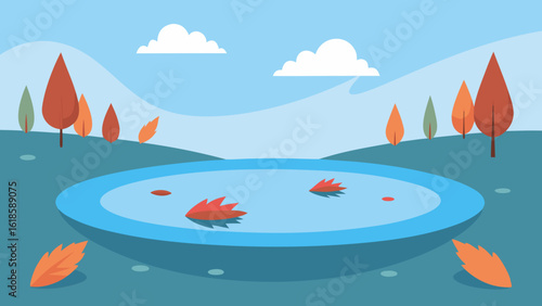 Discover the serene beauty of a still reflective pond with lush greenery creating a peaceful view