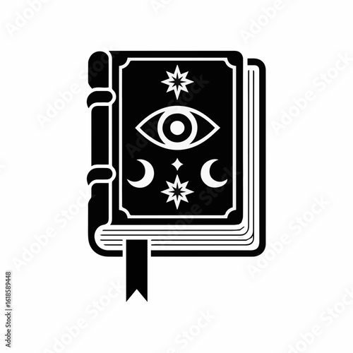 Esoteric Tome Silhouette – Book of Symbols with Mystical Eye