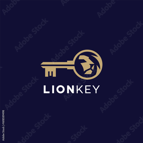 Lion key logo design template