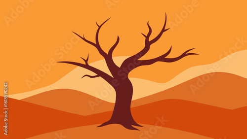 Witness the stark beauty of a dead sun bleached tree standing alone in a desolate desert