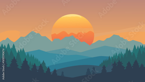The Sunrise Over a Misty Forest Atmospheric Nature