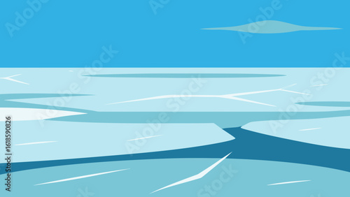 Frozen Lake Surface Showing Cracks and Beautiful Patterns