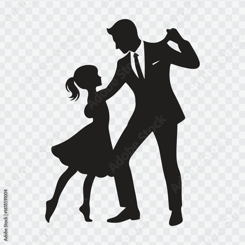 father holding dancing with daughter daddy daughter dance silhouette icon vector illustration design