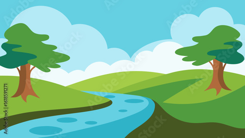 The Tranquil Scene of a Quiet Babbling Brook Nature