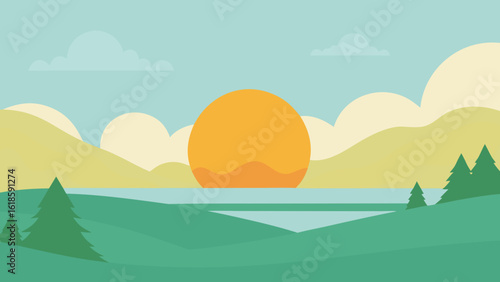 The Tranquil Scene of a Misty Sun Drenched Morning Landscape