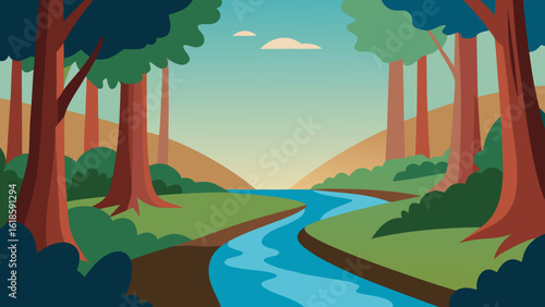 The Tranquil Scene of a Quiet Shaded Forest Stream Calm