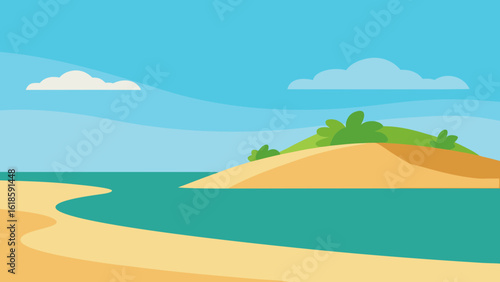 The Tranquil Scene of a Secluded Sandy Spit of Land Ocean