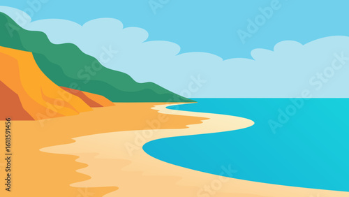 The Tranquil Scene of a Secluded Sandy Cove at Low Tide