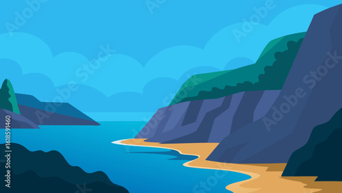The Tranquil Scene of a Secluded Rocky Cove by the Ocean