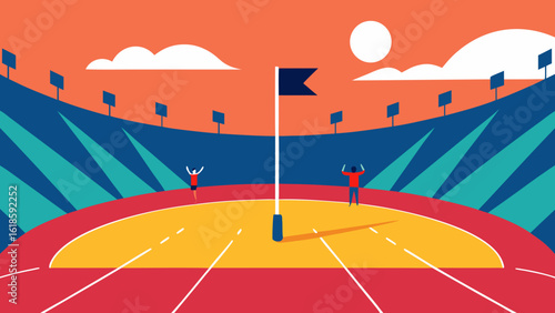 Modern Athletics Stadium with Javelin Discus Zones and Running Track