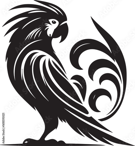 Bird Parrot Logo Vector Black Silhouette Illustration