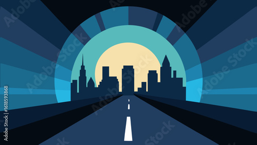 Dramatic Skyline From Tunnel Exit With Light Bursting Into View