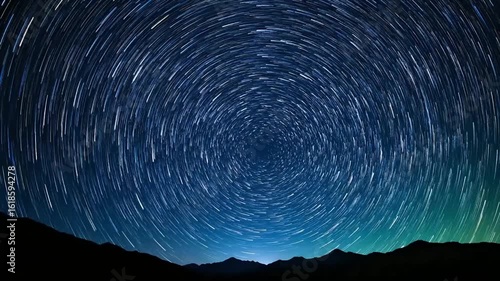 Stunning Time-Lapse of Circumpolar Star Trails Rotating Over a Mountain Silhouette