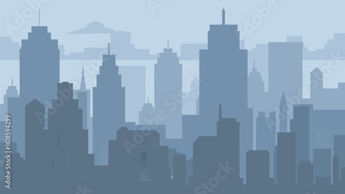 Mysterious Skyline Wrapped in Fog With Only Building Tops Visible