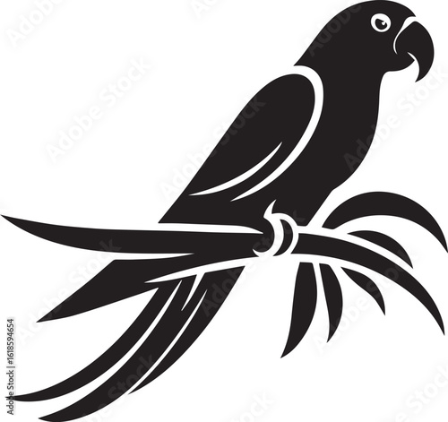 Bird Parrot Logo Vector Black Silhouette Illustration