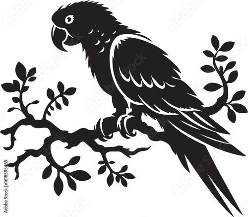 Bird Parrot Logo Vector Black Silhouette Illustration