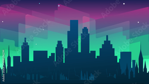 Experience the city skyline with a spectacular display of Northern Lights