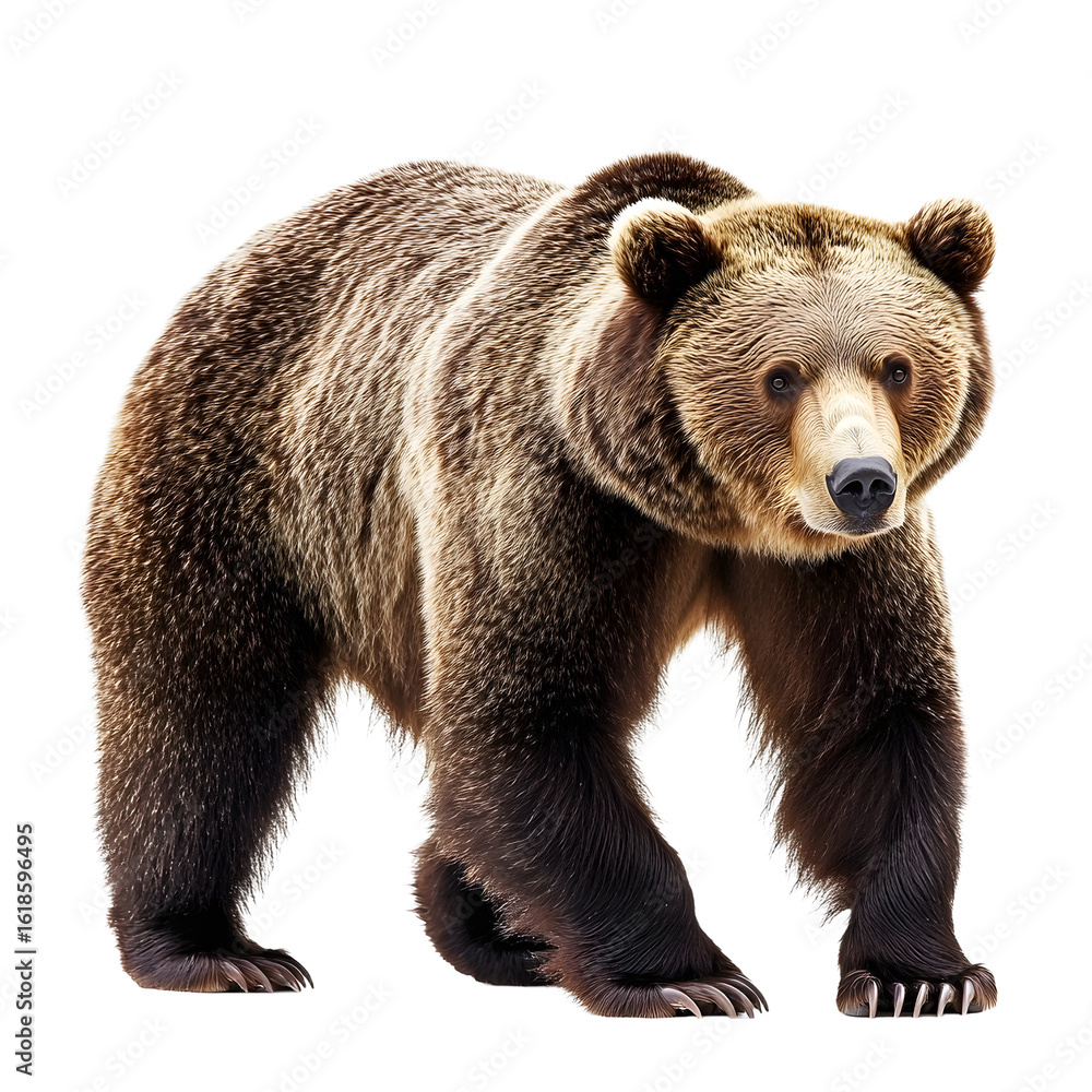 Obraz premium Majestic Brown Bear Isolated on White Background for Professional Design