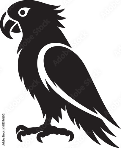 Bird Parrot Logo Vector Black Silhouette Illustration