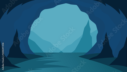 Explore the deep quiet interior of a cave looking out to light