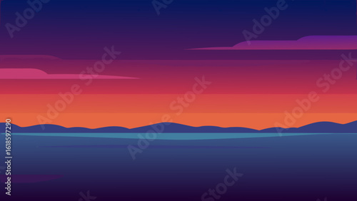 Experience the deep rich colors of a twilight sky over calm water