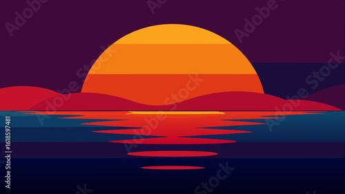 Witness the deep saturated colors of a sunset over water reflection