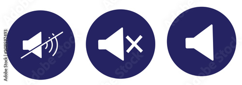 Sound off icon set. Simple sound volume and audio mute mark symbol design illustration. Volume icon set