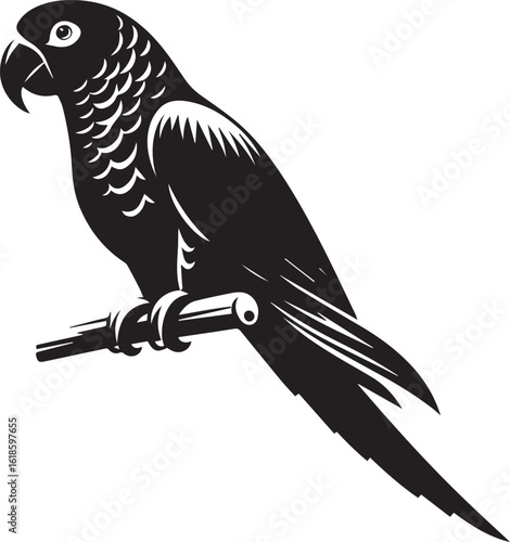 Bird Parrot Logo Vector Black Silhouette Illustration