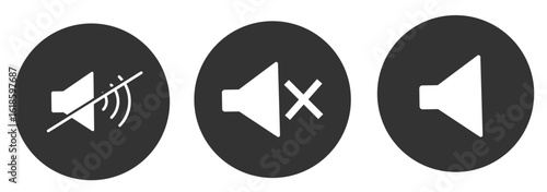 Sound off icon set. Simple sound volume and audio mute mark symbol design illustration. Volume icon set