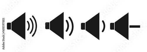 Sound off icon set. Simple sound volume and audio mute mark symbol design illustration. Volume icon set