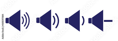 Sound off icon set. Simple sound volume and audio mute mark symbol design illustration. Volume icon set