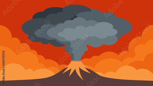 Witness the dramatic sky of a powerful volcanic ash cloud eruption
