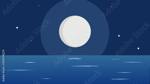 Witness the gentle light of a full moon shining on calm water