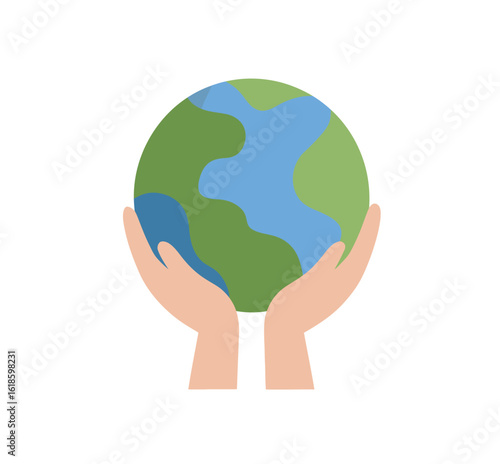 hands holding earth vector 
