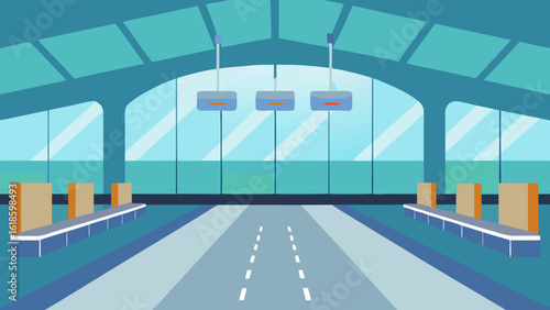Discover the interior of an empty clean airport terminal ready for travel