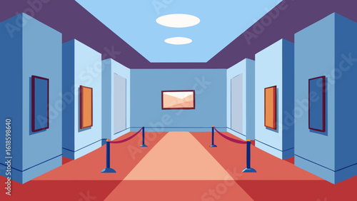 Explore the interior of an empty clean museum gallery ready for display