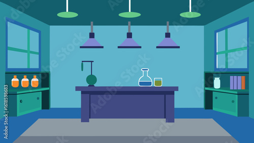 Explore the interior of an empty clean scientific laboratory research